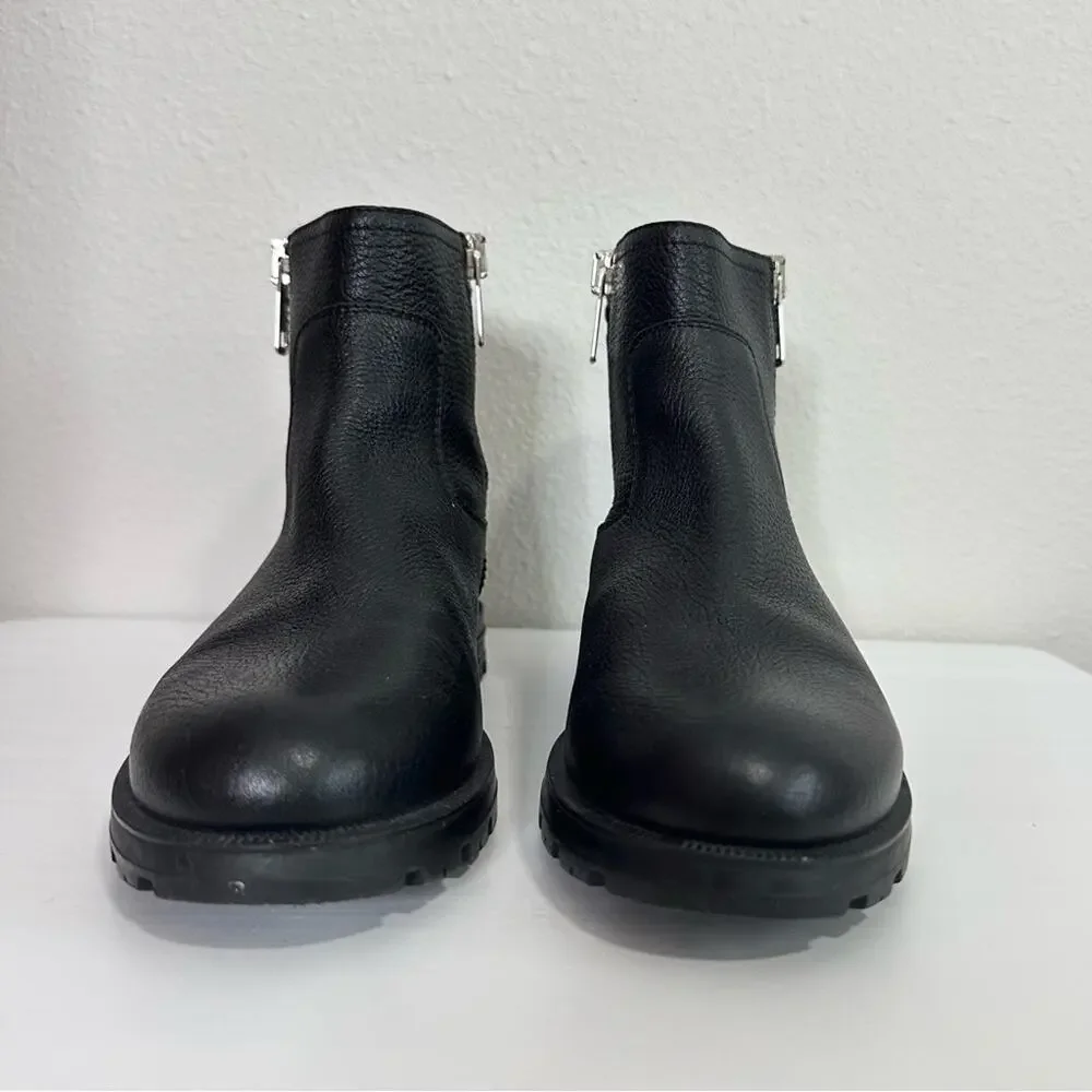 Gucci GG Black Leather Ankle Booties Women's Size 38 Moto Boots